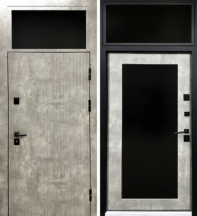 Входная дверь с верхней фрамугой зеркало №24