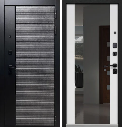 Уличная входная дверь с зеркалом панорама№21