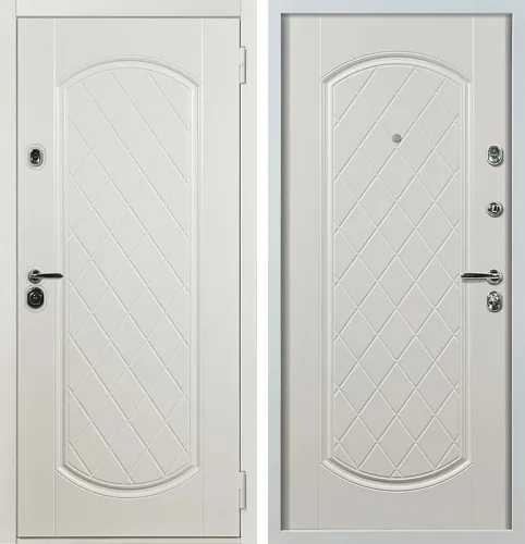 Дверь металлическая уличная белая  №23 размером 860x2050 мм