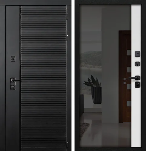 Дверь входная металлическая белая внутри с зеркалом №22