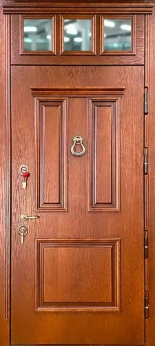 Стальная дверь со стеклянной верхней вставкой №75