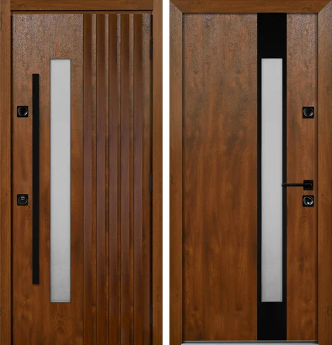 Уличная дверь со стеклопакетом №1 размером 960x2050 мм