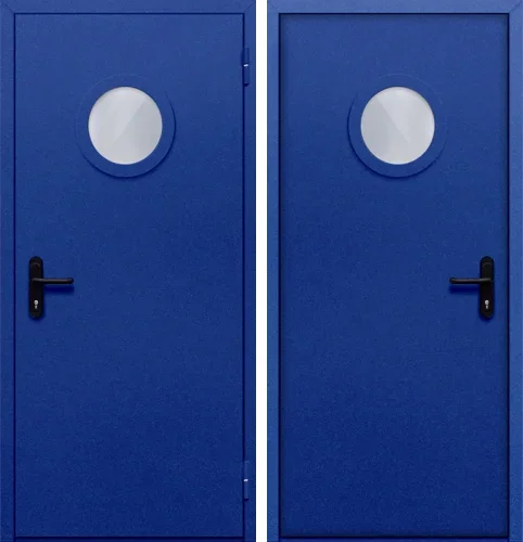 Остекленная противопожарная дверь EIW 60 синяя №6