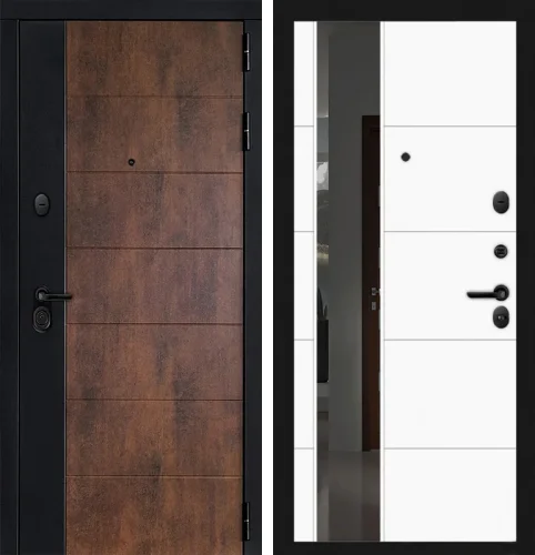 Дверь уличная с терморазрывом и зеркалом №82 размером 860x2050 мм