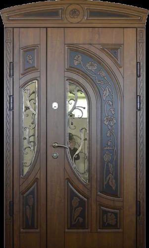 Входная дверь в коттедж со стеклом №17