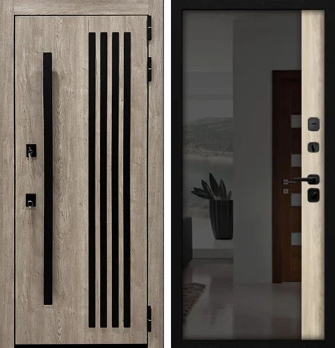 Зеркальная входная дверь шириной 1000 мм в частный дом №31