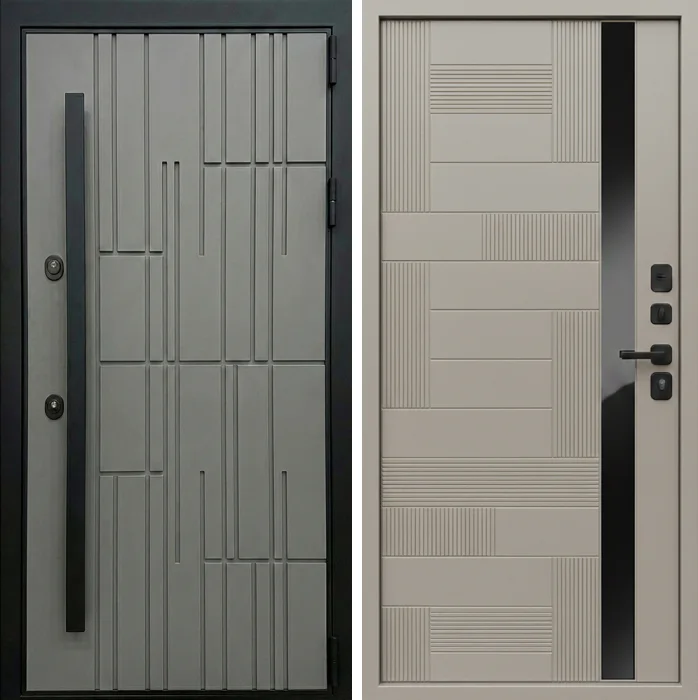 Дверь входная с терморазрывом для частного дома с вертикальной ручкой №247