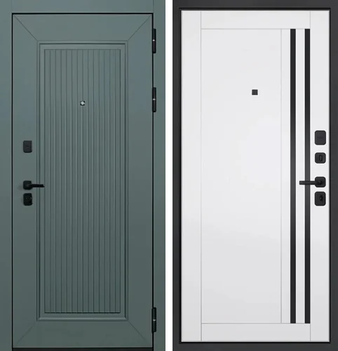 Зелёная входная дверь сканди №6