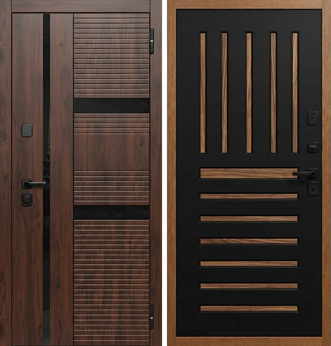Входная дверь венге с декоративными вставками для квартиры №195