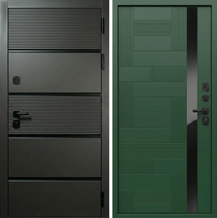 Металлическая белая дверь со стеклянными вставками для квартиры №362