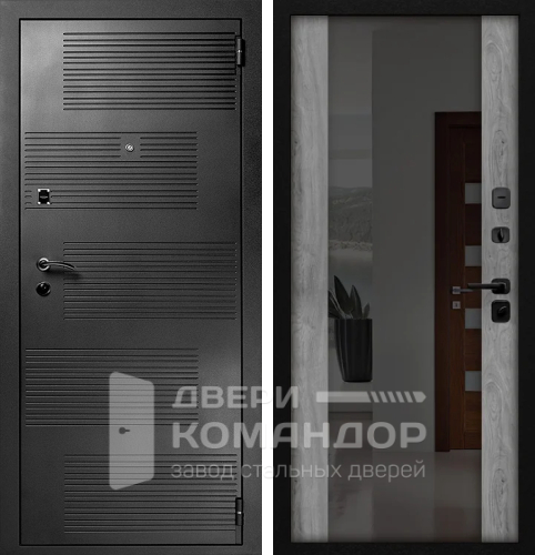 Дверь входная звукоизоляционная металлическая с зеркалом №29 размером 960x2050 мм