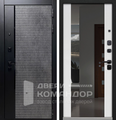 Уличная входная дверь с зеркалом панорама№21