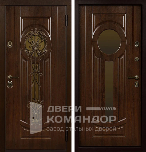 Дверь входная металлическая со стеклом №3 размером 900x2000 мм