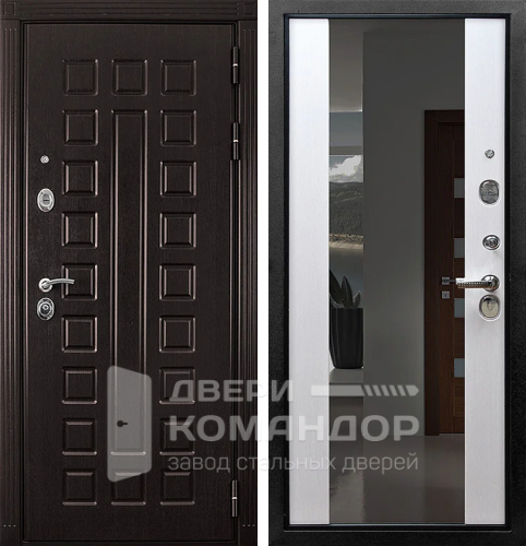 Дверь с терморазрывом и зеркалом №45 размером 860x2050 мм