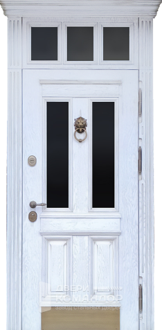 Высокая белая входная дверь с кнокером №68 - наружная сторона