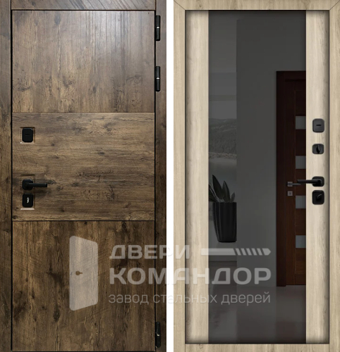 Входная дверь лофт с зеркалом №33 с замками KALE