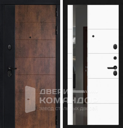 Дверь уличная с терморазрывом и зеркалом №82 размером 960x2050 мм