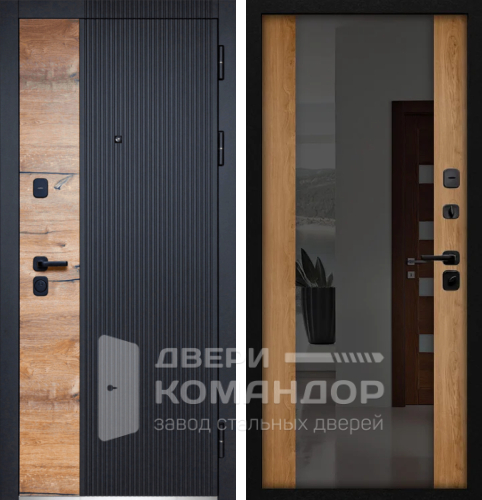 Металлическая дверь в квартиру с зеркалом №26 размером 960x2050 мм
