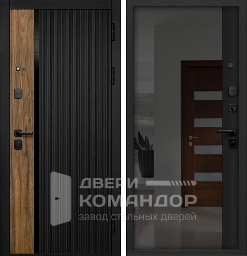 Дверь входная графит с тонированным зеркалом №40