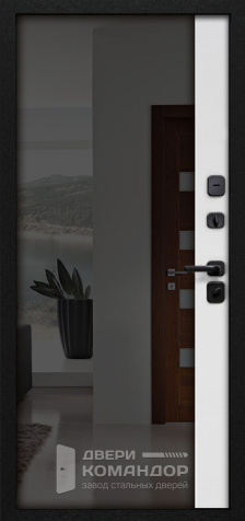 Дверь входная металлическая белая внутри с зеркалом максимум №22 - внутренняя сторона