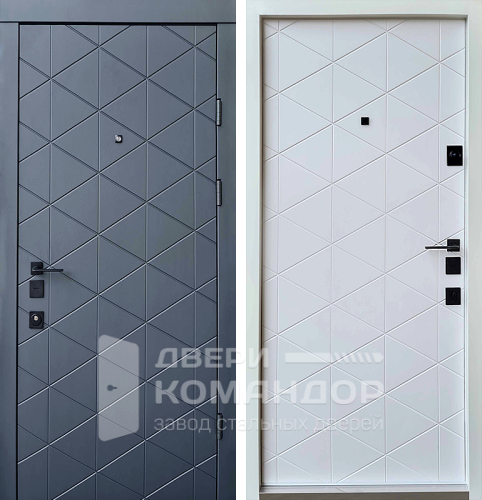 Входная дверь с МДФ панелью синяя и белая №117 с замками CISA