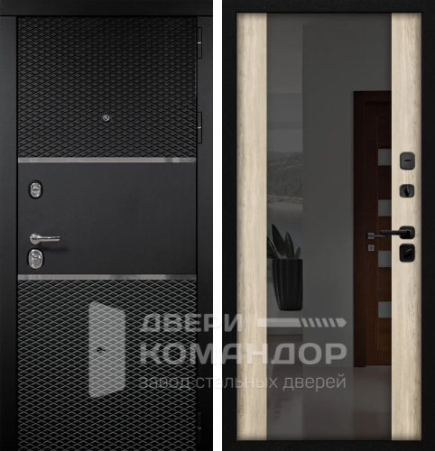 Стальная дверь с зеркалом №32 размером 900x2000 мм