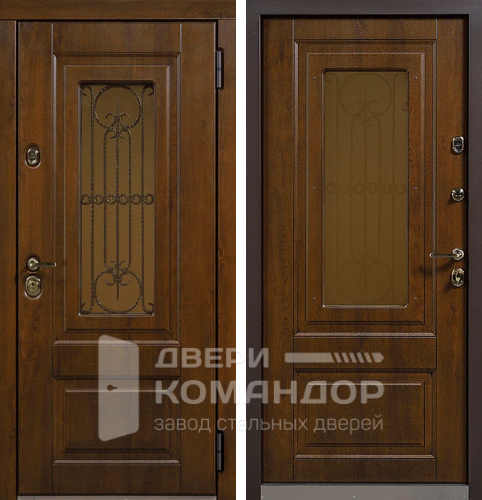 Входная дверь с терморазрывом со стеклом №9 размером 860x2050 мм