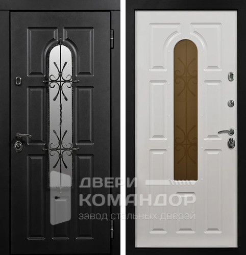 Входная дверь со стеклопакетом и ковкой №14 с замками CISA