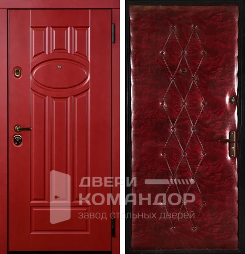 Красная входная дверь в квартиру №13 размером 960x2050 мм