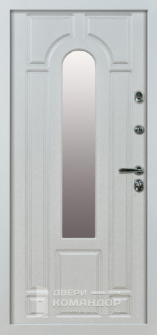 Белая металлическая входная дверь со стеклом №11 с замками KALE - внутренняя сторона