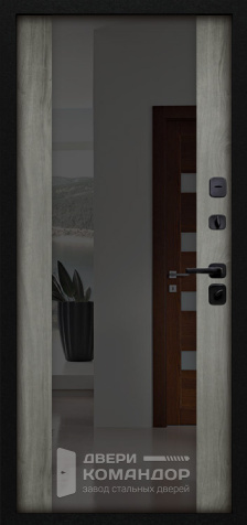 Дверь входная с зеркалом внутри светлый бетон №24 размером 960x2050 мм - внутренняя сторона