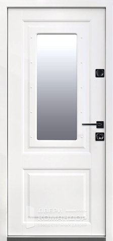 Жёлтая входная дверь с белыми наличниками №2 с замками KALE - внутренняя сторона